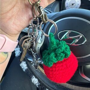 Handmade Red and Green Crochet Keychain